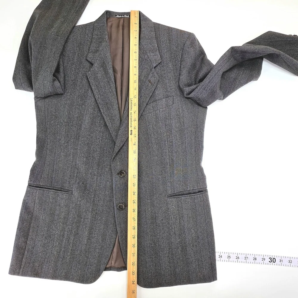 Quiet Luxury Montebello Italian Wool Blazer Men 42R Gray Blue Pinstripe - Picture 13 of 16